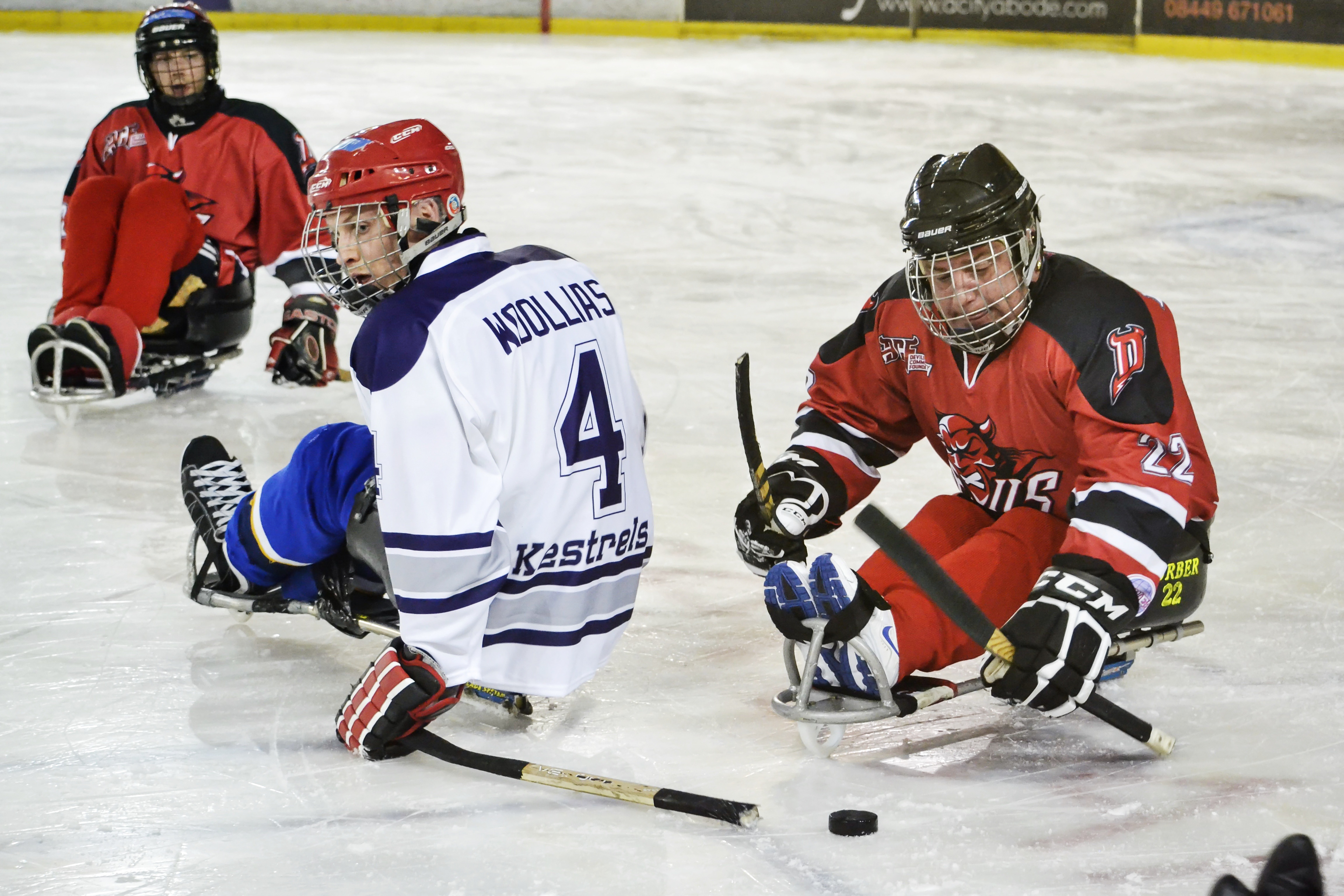 Cardiff Devils Sledge Hockey Team takes on Kingston Kestrels Sledge Hockey Team at home in Cardiff.